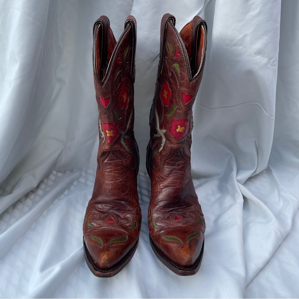 Dreamy Dan Post Floral Bluebird Embroidered Western Boots - Picture 3 of 11